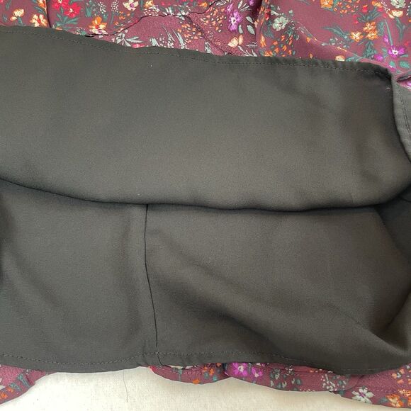 Ce Ce Mini Dress Short Sleeve Mock Neck Tie Burgundy Floral Teacher Career-8 - Picture 10 of 11